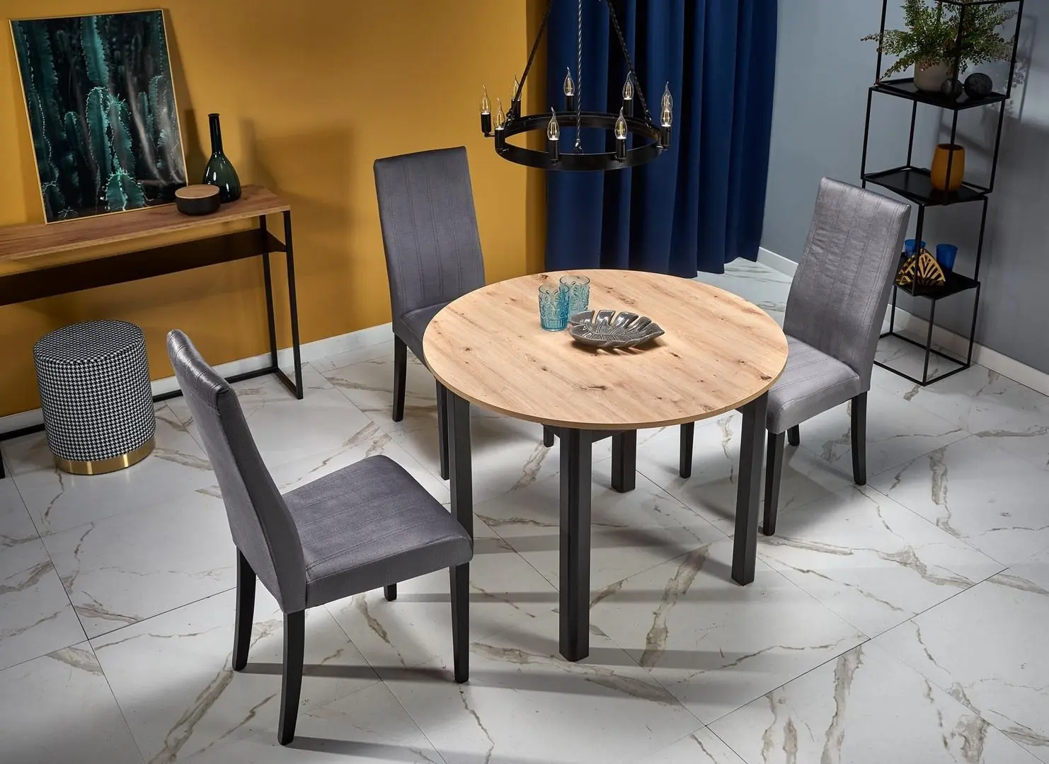 Стол раскладной Halmar Ringo 102/142x102cm (Artisan Oak/Black)