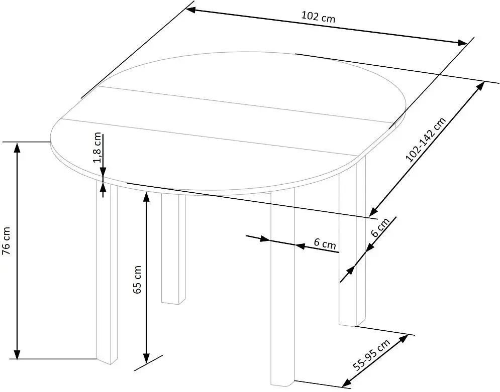 Masa extensibila Halmar Ringo 102/142x102cm (Craft Oak)