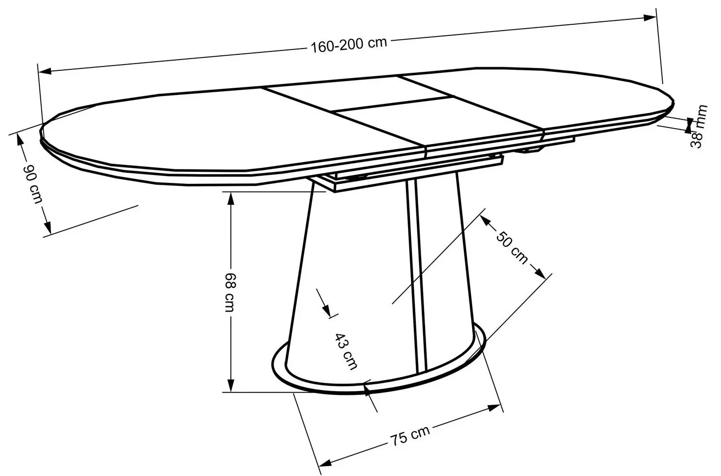 Masa extensibila Halmar Robinson (Beige Marble/Cappuccino/Black)
