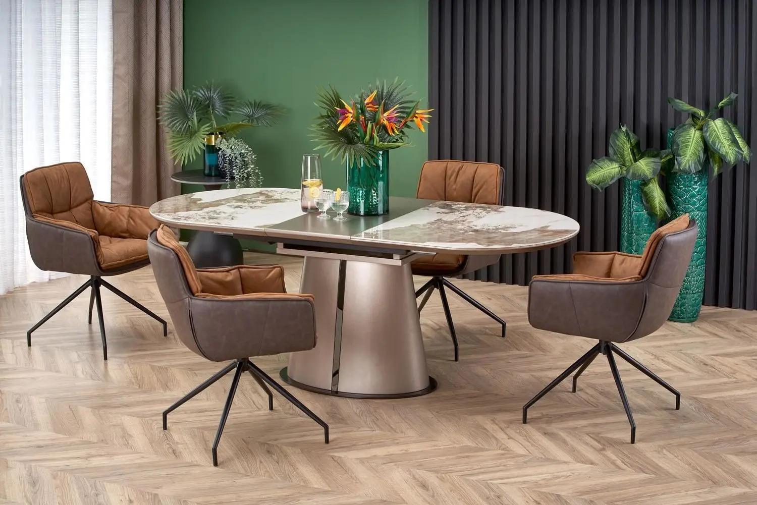 Masa extensibila Halmar Robinson (Beige Marble/Cappuccino/Black)