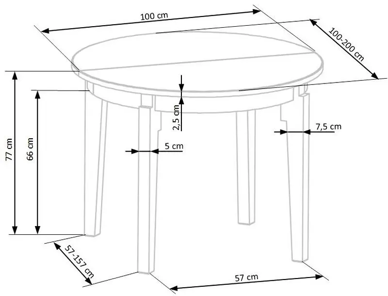 Masa extensibila Halmar Sorbus 100-200cm (Golden Oak/Graphite)