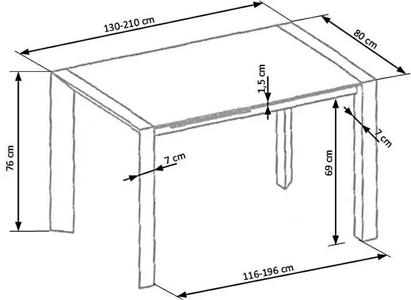 Стол раскладной Halmar Stanford 130-210cm (White) - 7