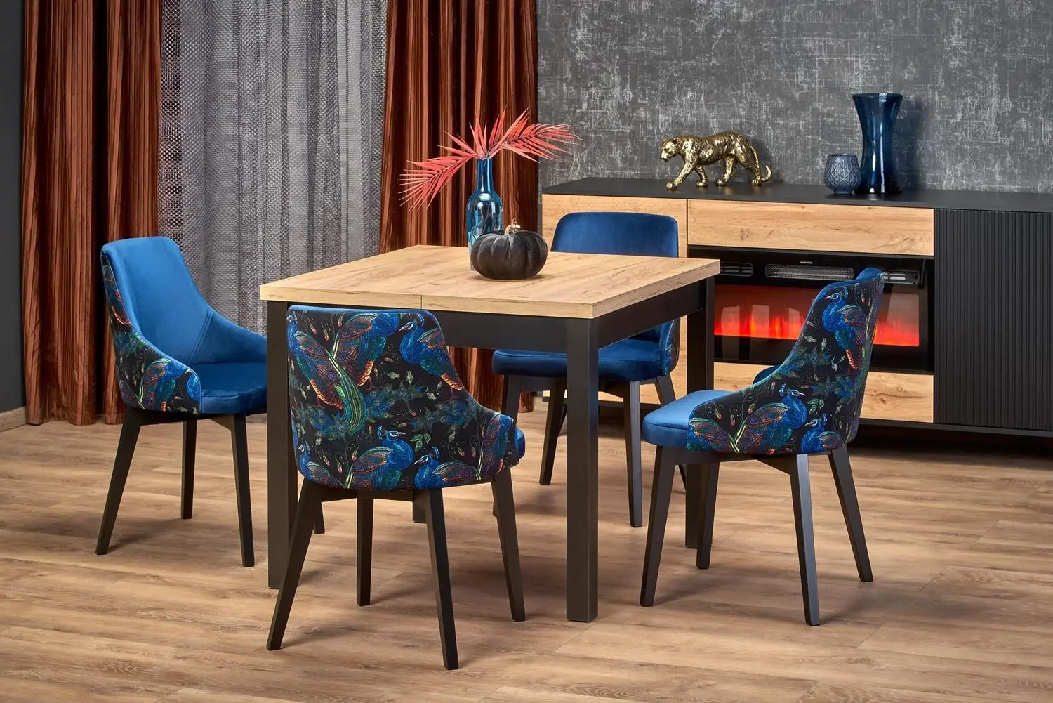 Стол раскладной Halmar Tiago Square 90/125cm (Craft Oak/Black)