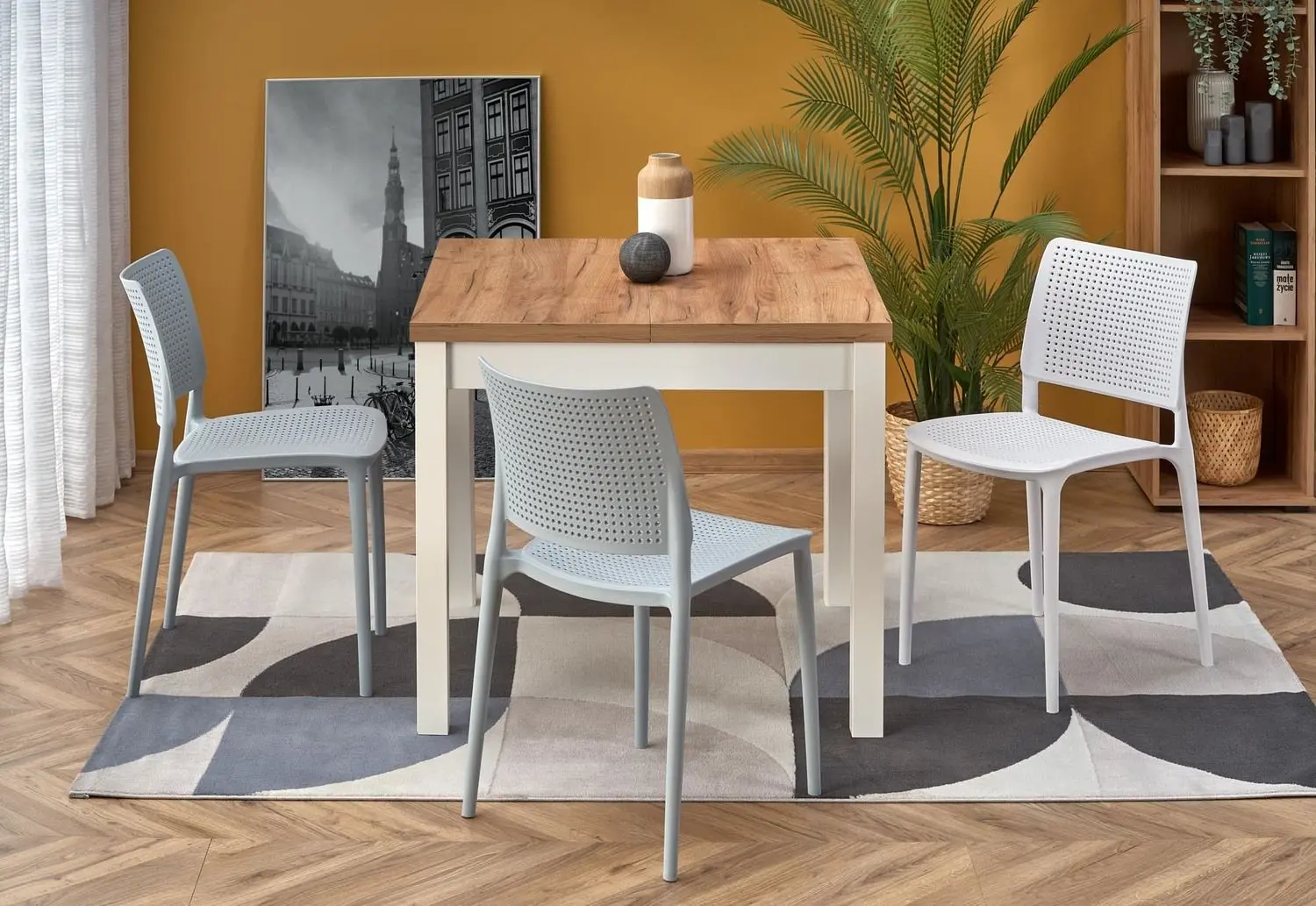Стол раскладной Halmar Tiago Square 90/125cm (Craft Oak/White) - 10