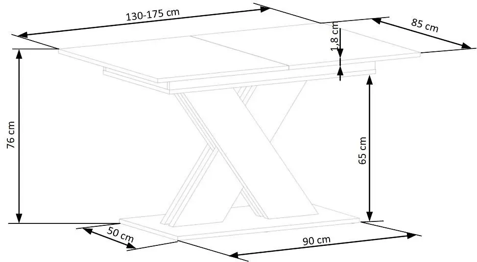 Masa extensibila Halmar Xarelto 130/175cm (Wotan Oak/Black)