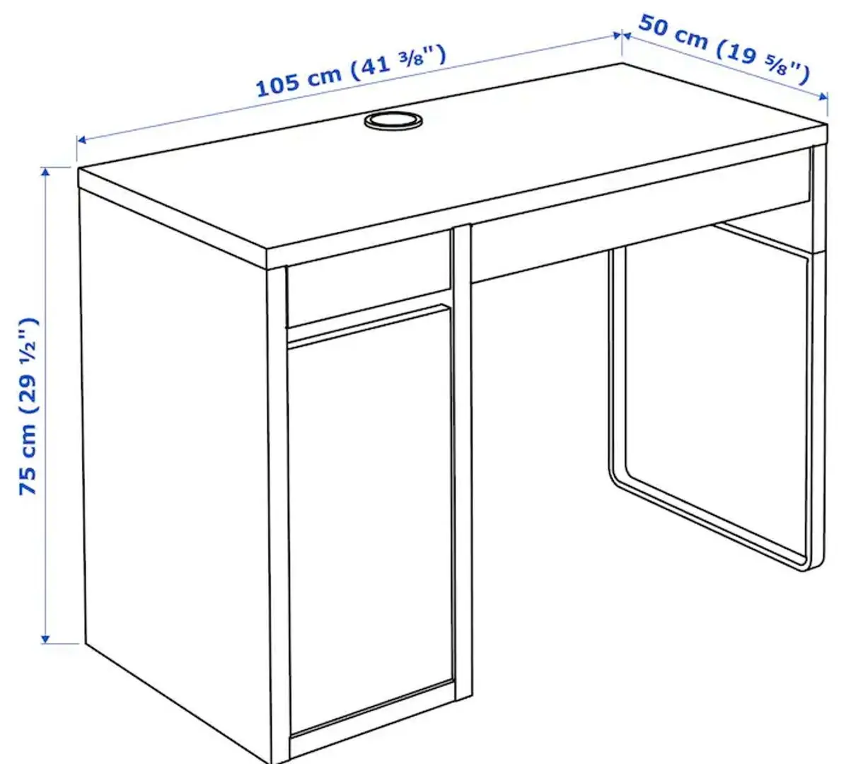 Письменный стол Ikea Micke 105x50 (Антрацит/Красный)
