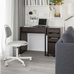 Masa de birou Ikea Micke 73x50 (Negru-maro) Thumb