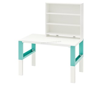 Masa de birou Ikea Pahl cu etajera 96x58 (Alb/Turcoaz)