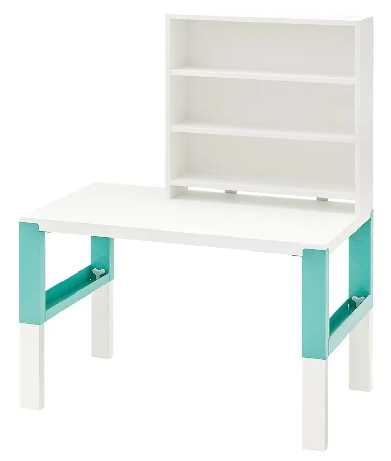 Masa de birou Ikea Pahl cu etajera 96x58 (Alb/Turcoaz)
