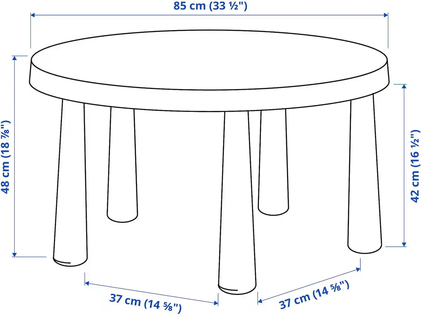 Стол детский Ikea Mammut 85cm (Голубой)