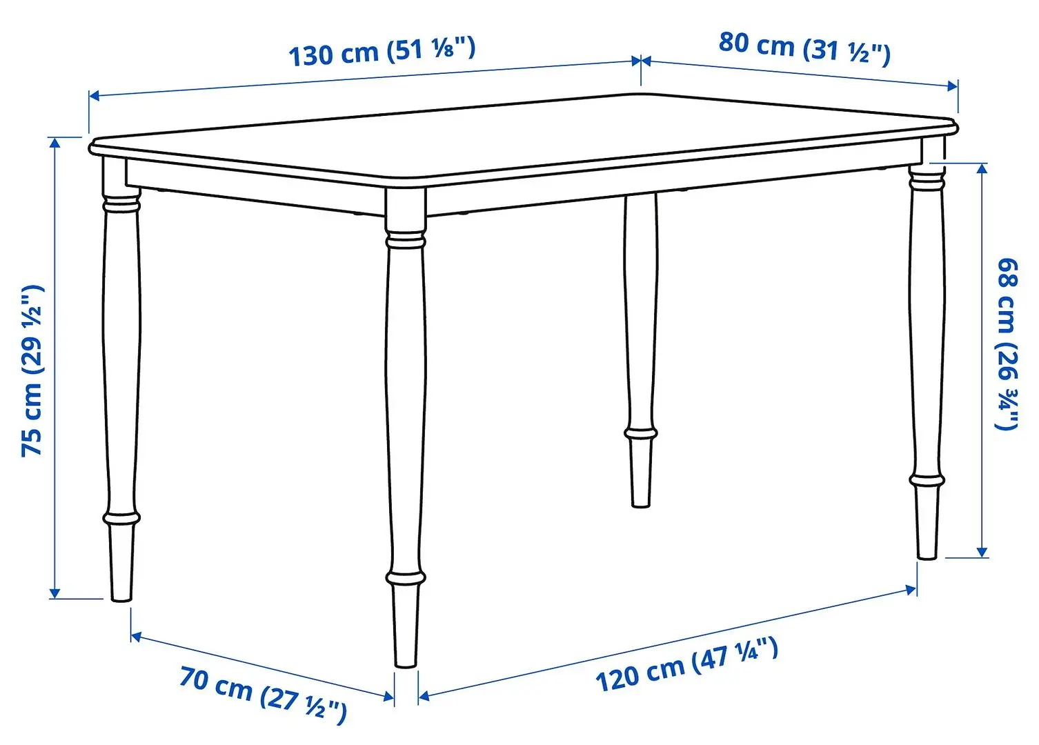 Masa Ikea Danderyd 130x80 (Negru)