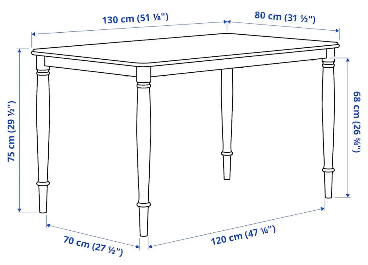 Masa Ikea Danderyd 130x80 (Furnir Pin/Negru)