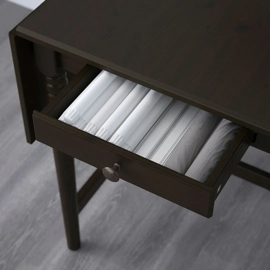 Masa Ikea Ingatorp cu extensie plianta 65/123x78 (Negru-Maro)