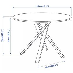 Masa Ikea Mariedamm 105cm (Aspect marmura/Negru) Thumb