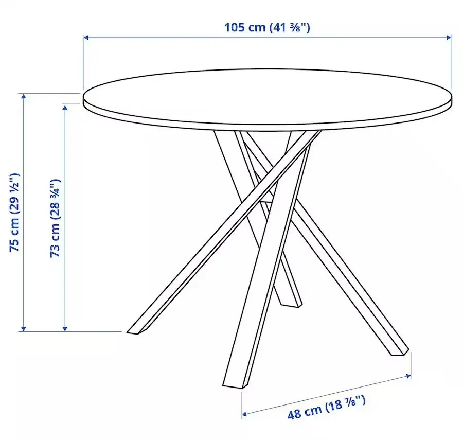Masa Ikea Mariedamm 105cm (Aspect marmura/Negru)