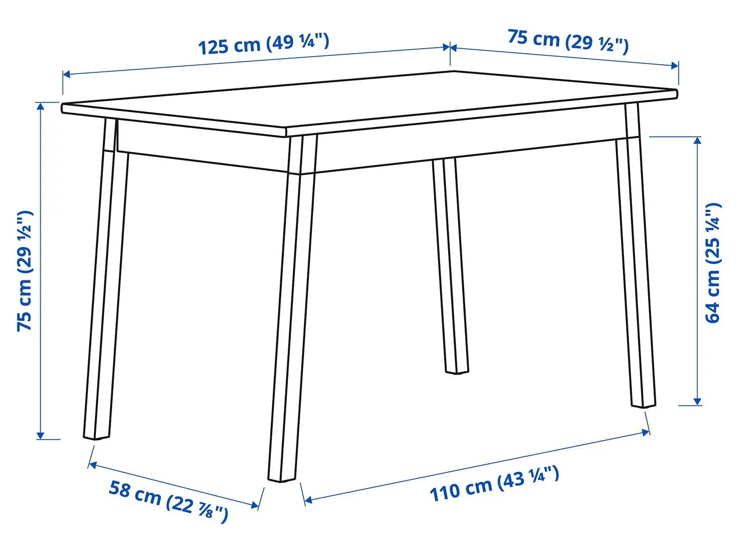 Masa Ikea Pinntorp 125x75 (Maro Deschis Vopsit/Vopsit Alb)
