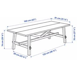 Masa Ikea Skogsta 160x81x74cm (Acacia/Negru) Thumb