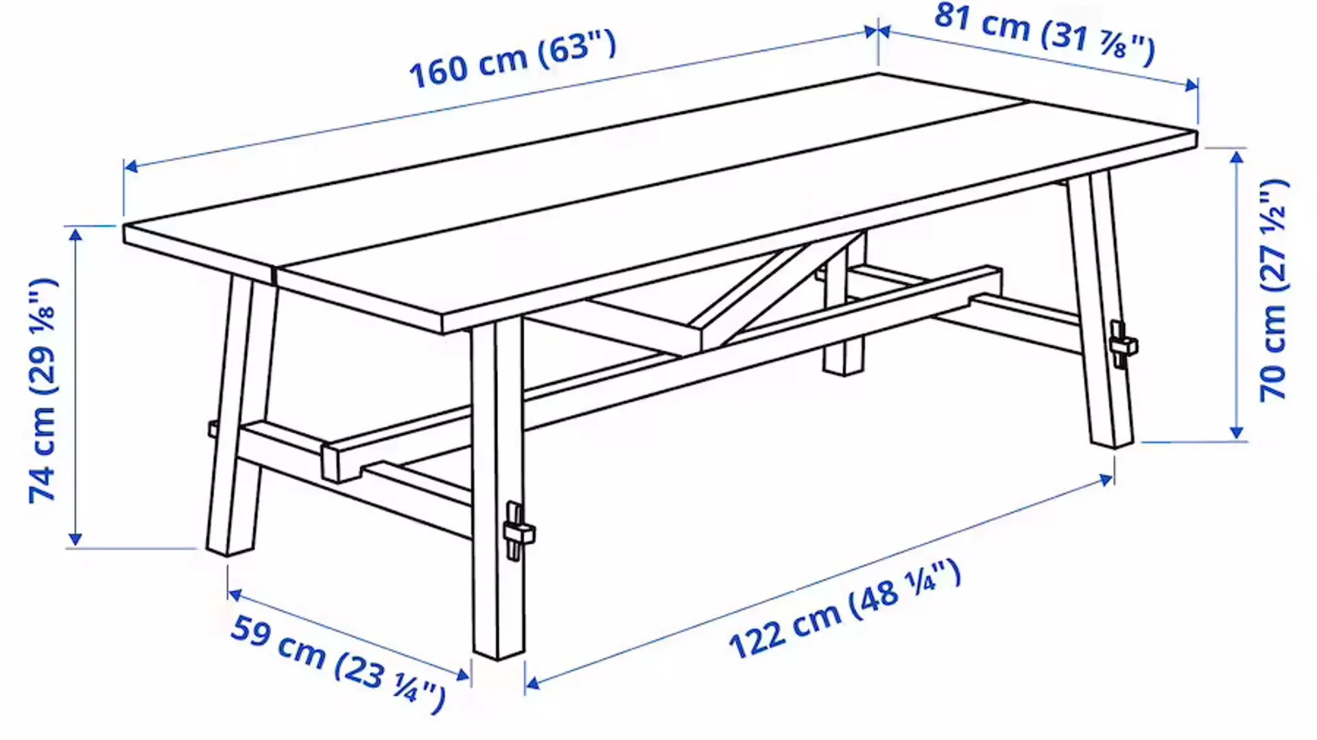 Masa Ikea Skogsta 160x81x74cm (Acacia/Negru)