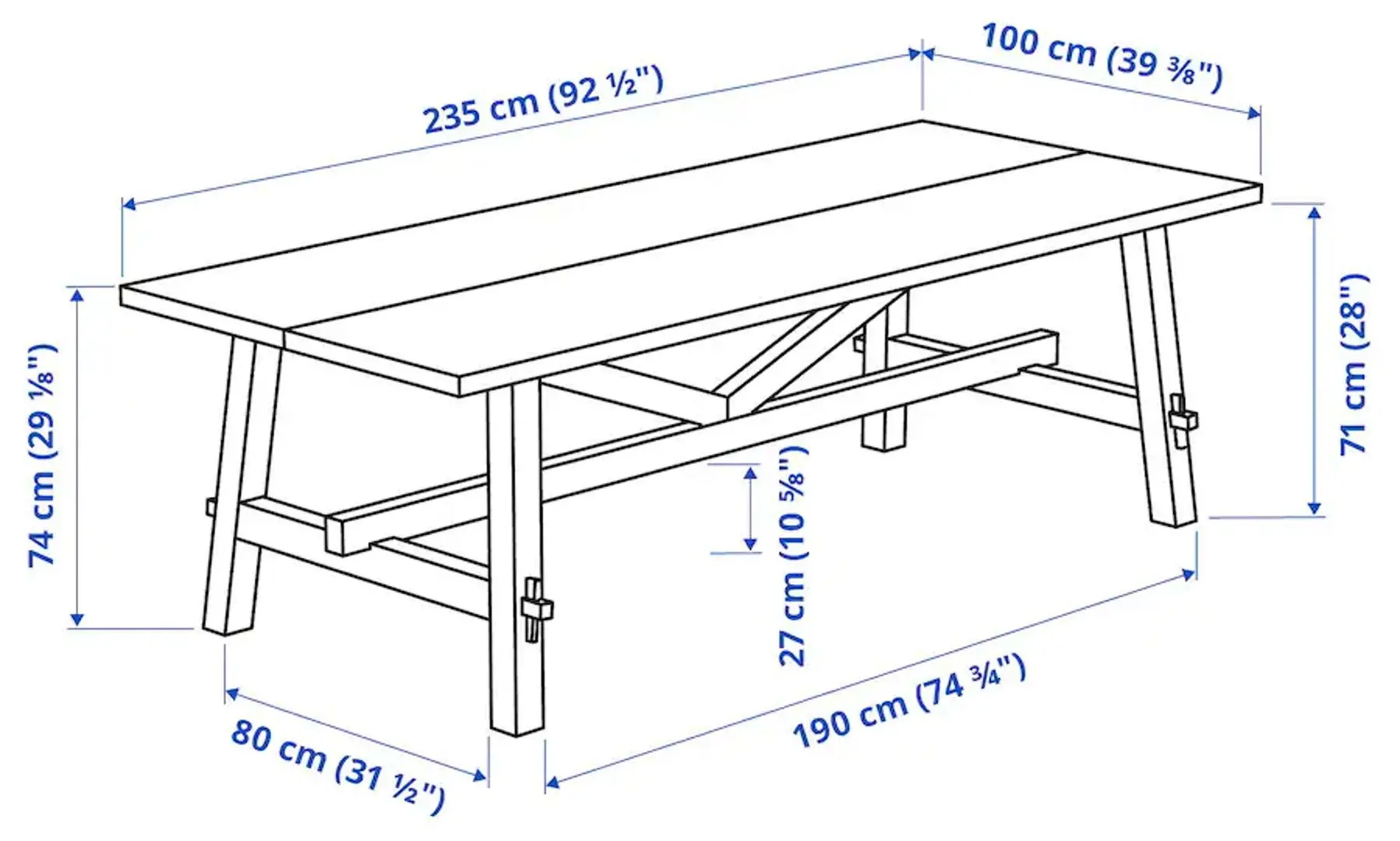 Masa Ikea Skogsta 235x100cm (Acacia/Negru)