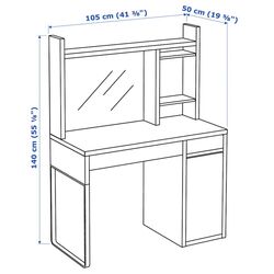 Masa de birou Ikea Micke cu unitate suplimentara 105x50 (Alb) Thumb