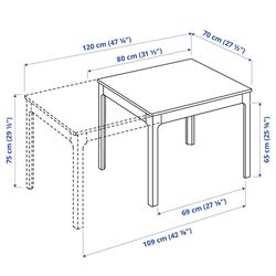 Masa extensibila Ikea Ekedalen 80/120x70cm (Alb) Thumb