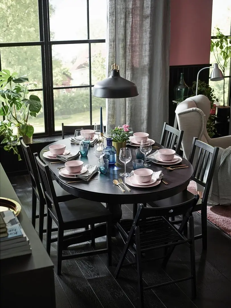 Стол раскладной Ikea Ingatorp 110/155см (Черный)