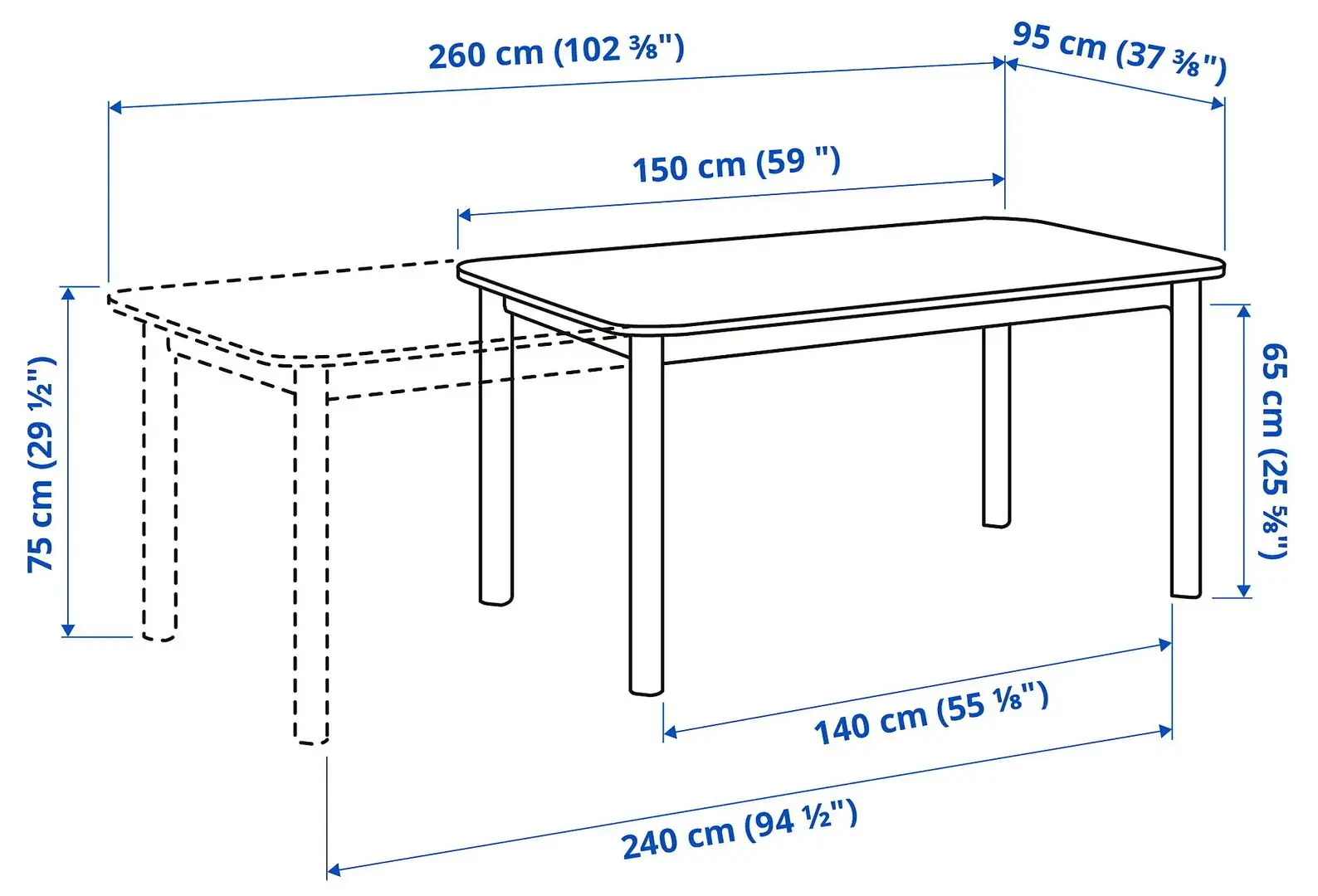 Masa extensibila Ikea Strandtorp 150/205/260x95cm (Maro)