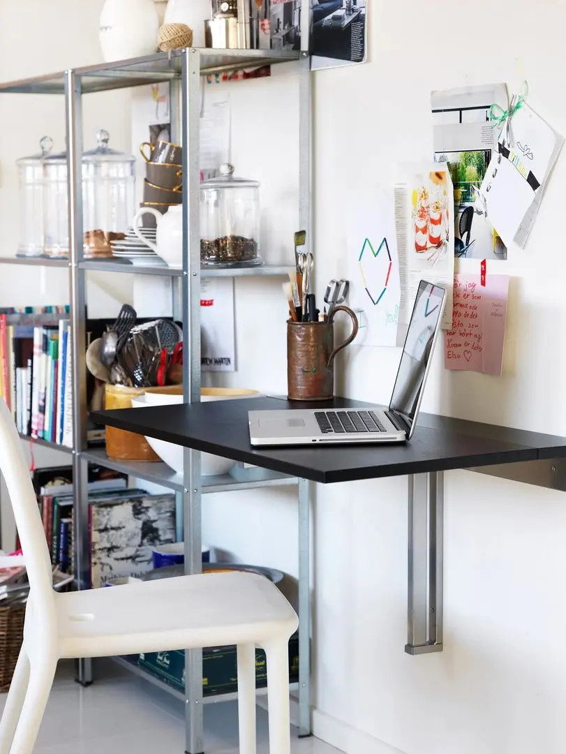 Masa extensibila de perete Ikea Bjursta 90x50cm (Negru-maro) - 6