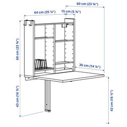 Masa rabatabila de perete Ikea Norberg cu depozitare 64x60 (Alb) Thumb