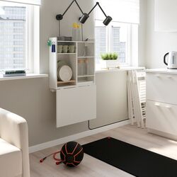 Masa rabatabila de perete Ikea Norberg cu depozitare 64x60 (Alb) Thumb