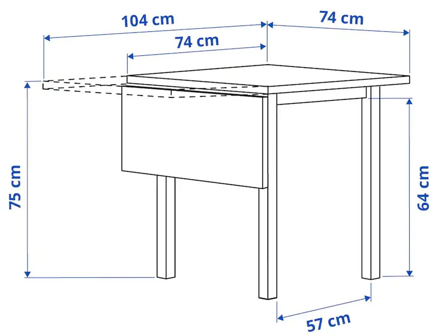 Masa extensibila Ikea Nordviken 74/104x74cm (Negru)