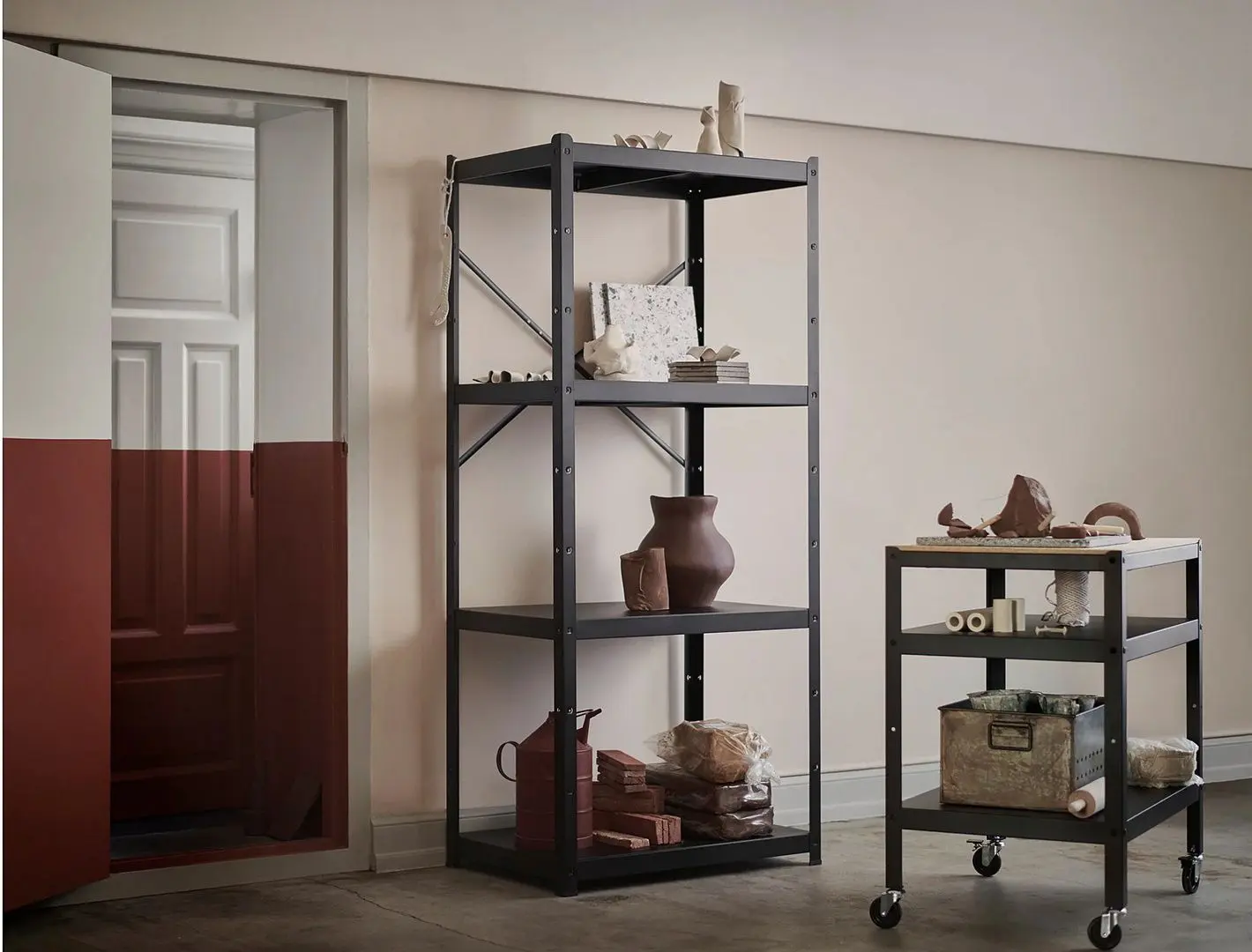 Стол сервировочный Ikea Bror фанера 85x55 (Черный/Сосна)