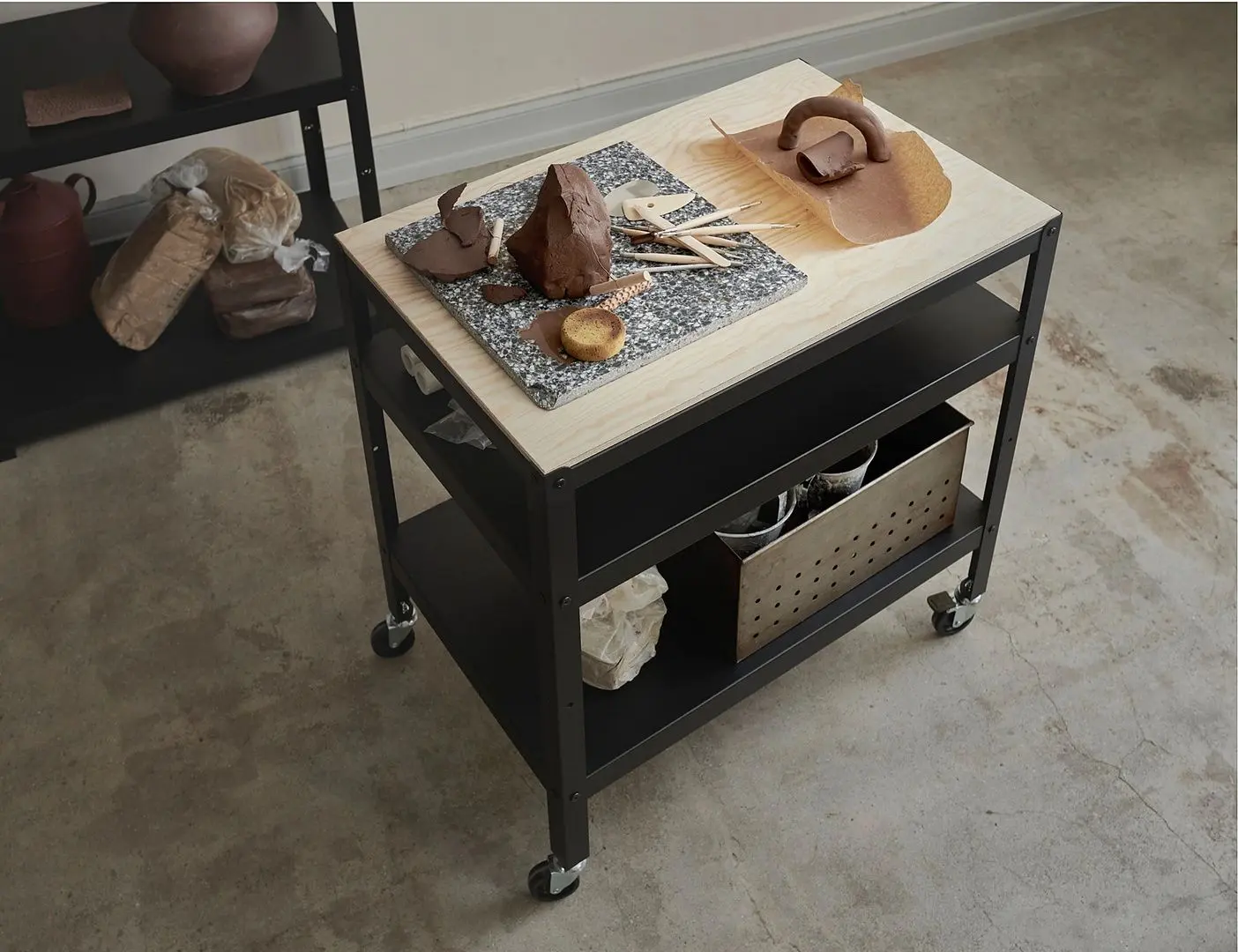 Стол сервировочный Ikea Bror фанера 85x55 (Черный/Сосна)