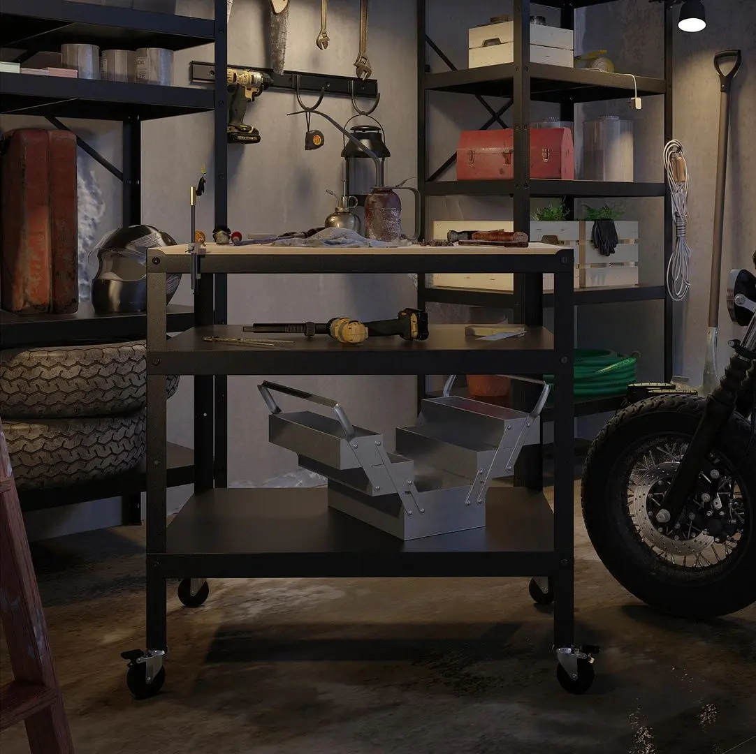 Стол сервировочный Ikea Bror фанера 85x55 (Черный/Сосна)