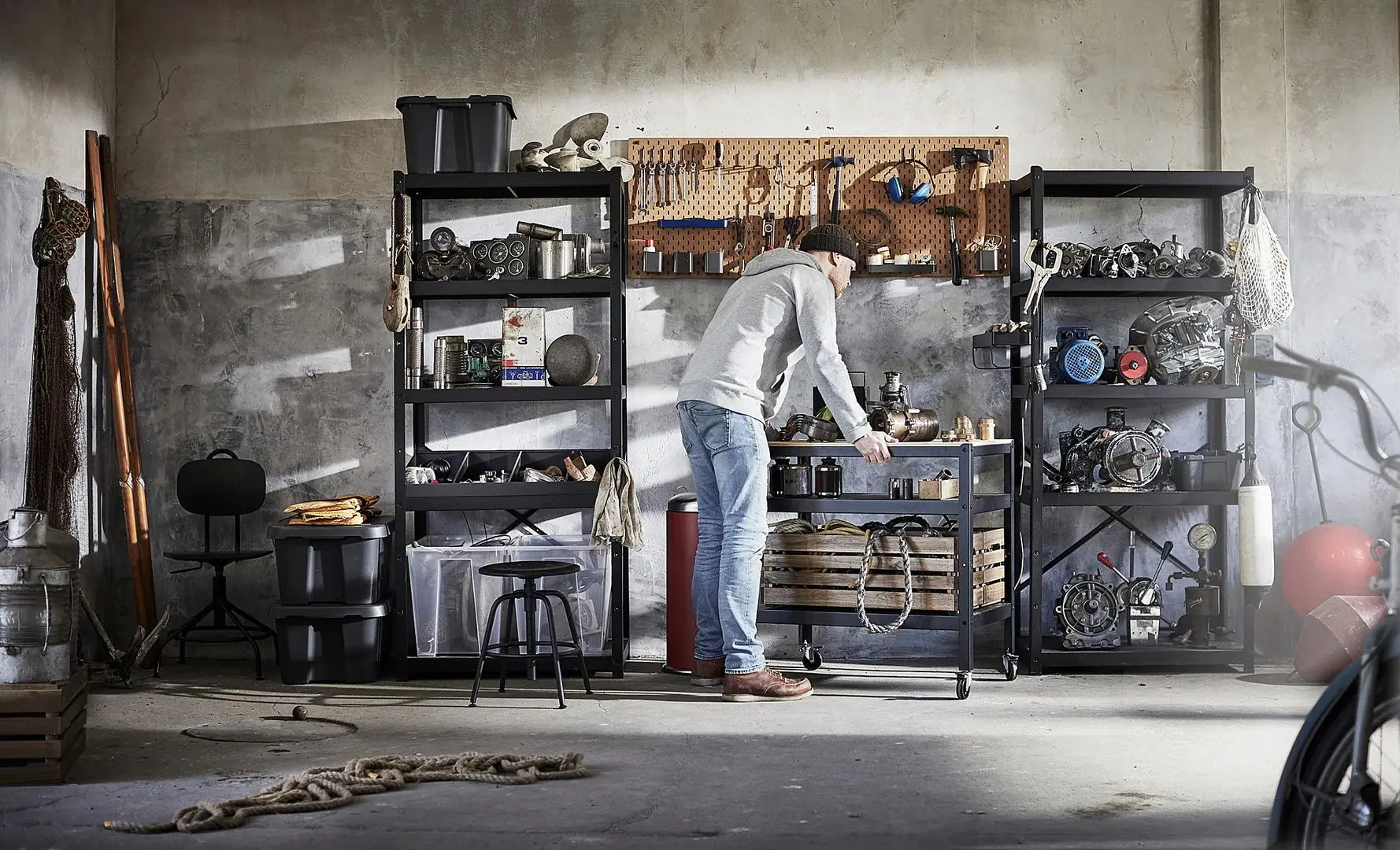 Стол сервировочный Ikea Bror фанера 85x55 (Черный/Сосна)