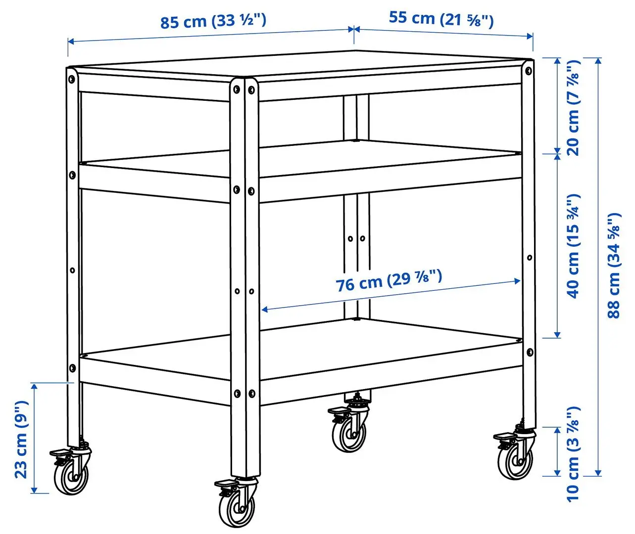 Стол сервировочный Ikea Bror фанера 85x55 (Черный/Сосна)