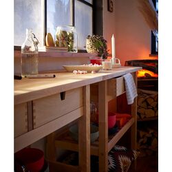 Masa de servit Ikea Forhoja 100x43 (Mesteacan) Thumb