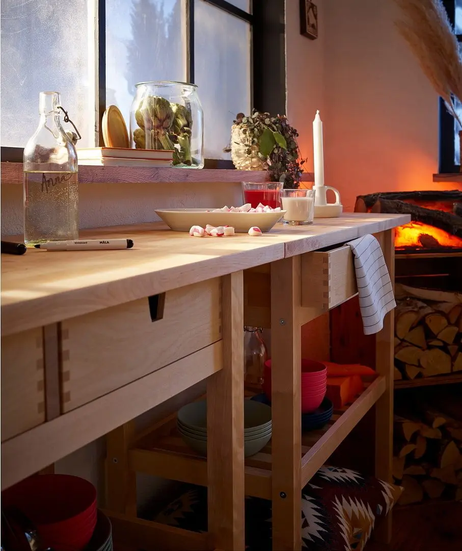 Masa de servit Ikea Forhoja 100x43 (Mesteacan)