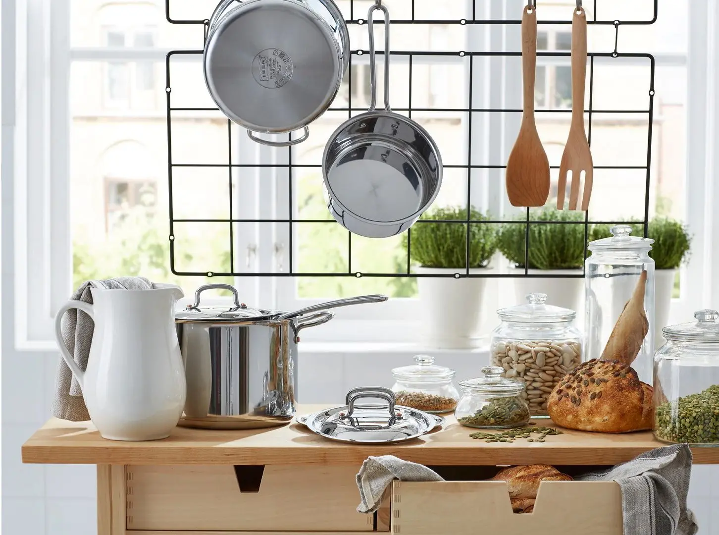 Masa de servit Ikea Forhoja 100x43 (Mesteacan)