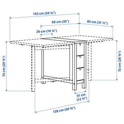 Стол складной Ikea Norden 26/89/152x80 (Береза) Thumb