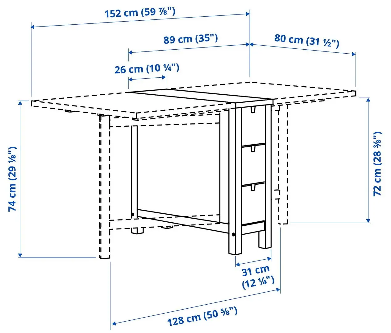 Стол складной Ikea Norden 26/89/152x80 (Береза)