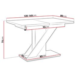 Стол раскладной Mirjan24 Eksuper/Meva (Black Gloss/Stone) Thumb