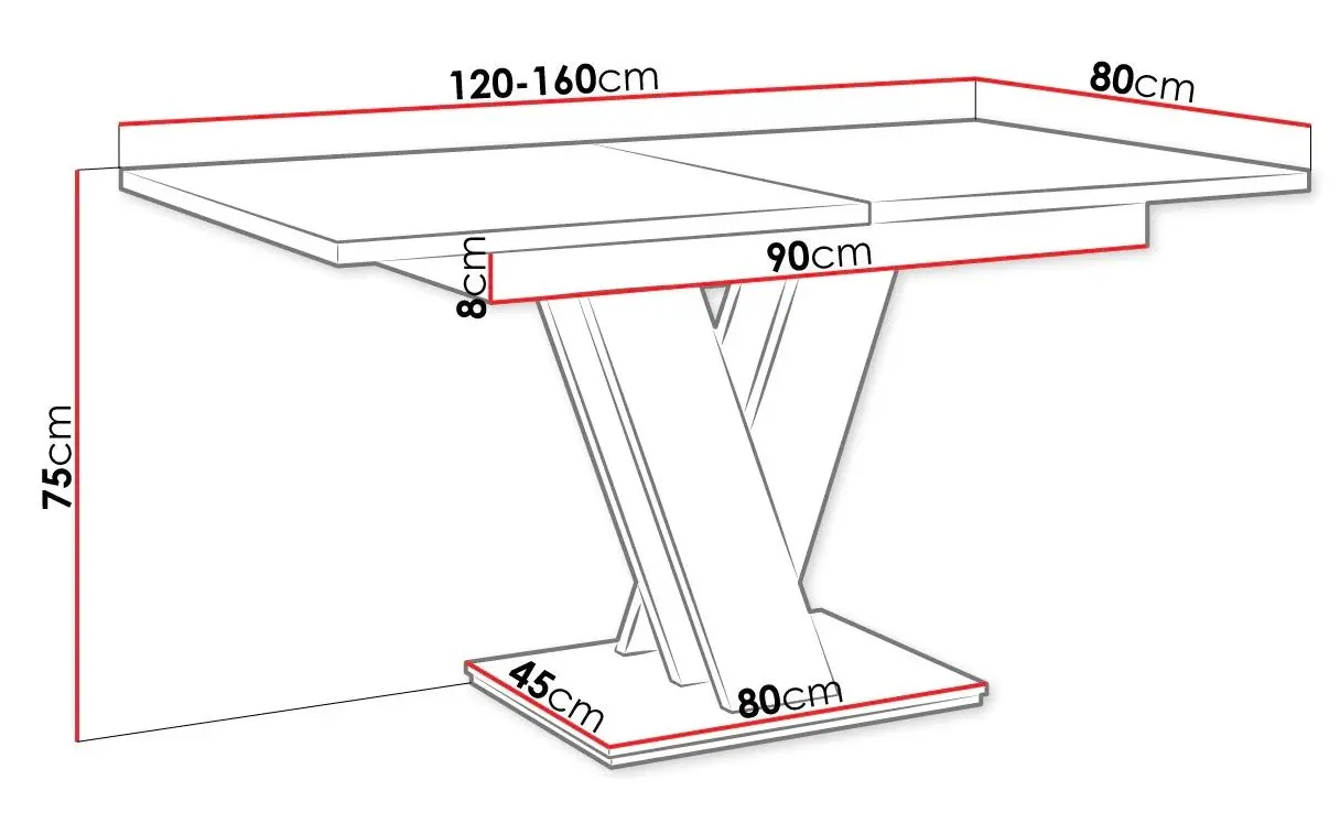 Masa extensibila Mirjan24 Herkulan/Masiv (White Gloss/Black Gloss) - 2