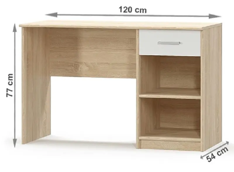 Masa de birou Mobhaus Teyo 1S (White/Sonoma Oak)