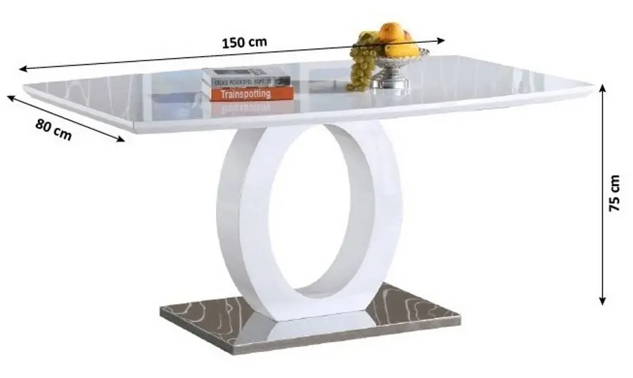 Masa Mobhaus Zarini (White Extra High Gloss)