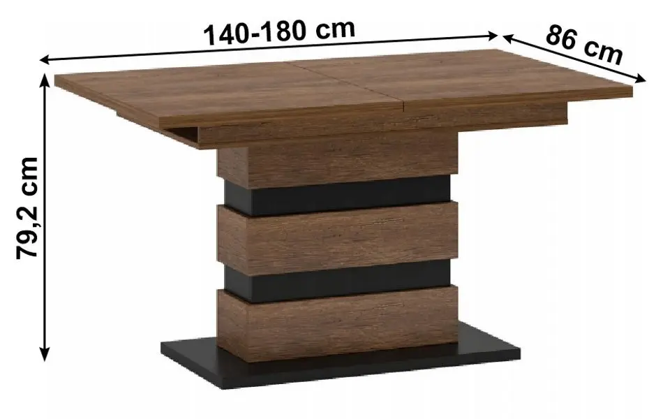 Masa extensibila Tempo Kondela Delis S (Bolzano Oak/Black)