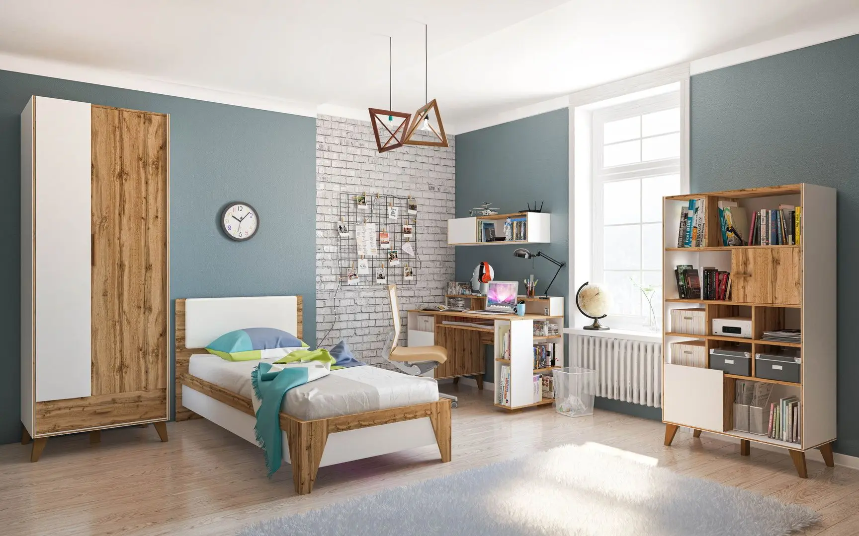 Masa pentru calculator Неман Skandi МН-036-25 (Wotan Oak/White)