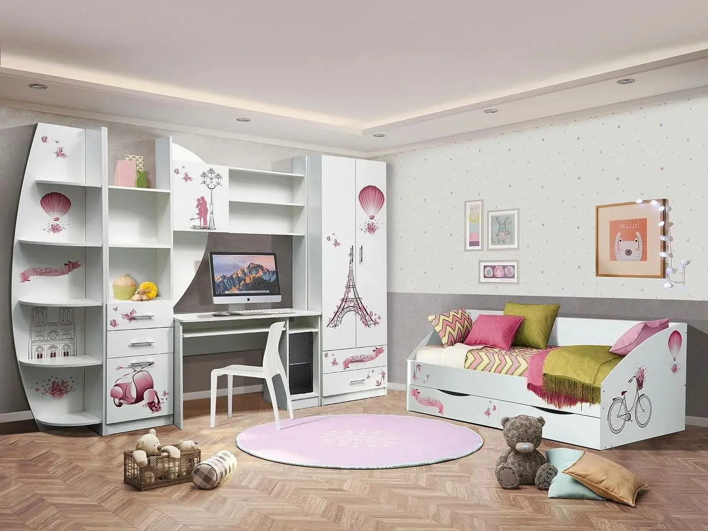 Masa de calculator Олмеко Lego-4 Parizh (White)