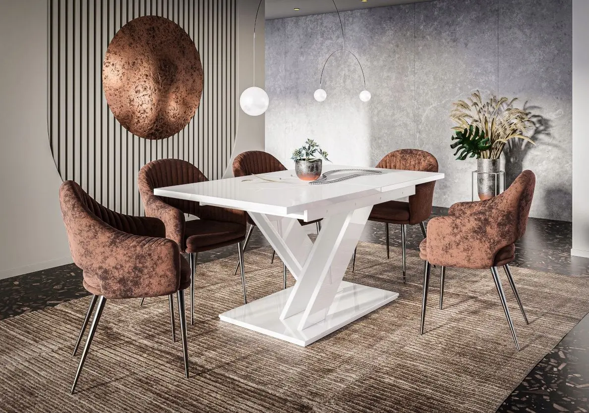 Masa extensibila Prospero Bronx (White Gloss)