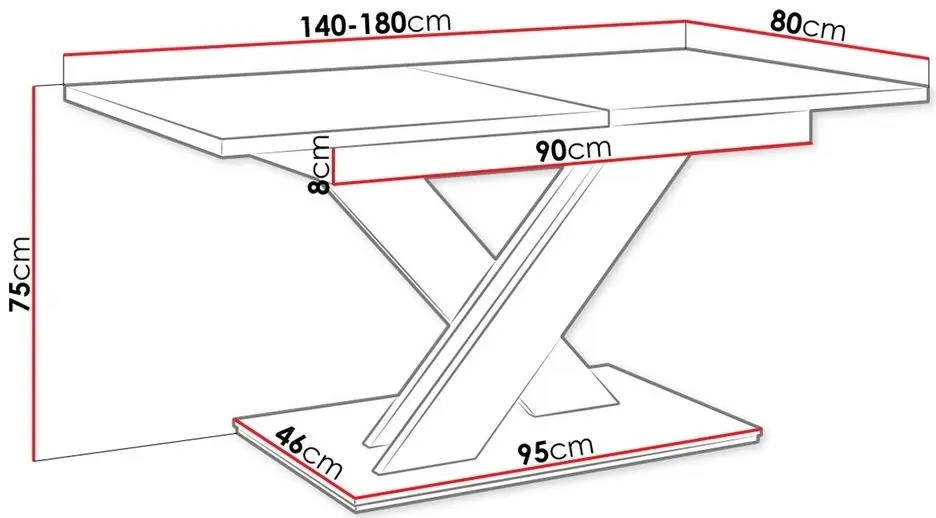 Masa extensibila Prospero Bronx (White Gloss/Black Gloss)